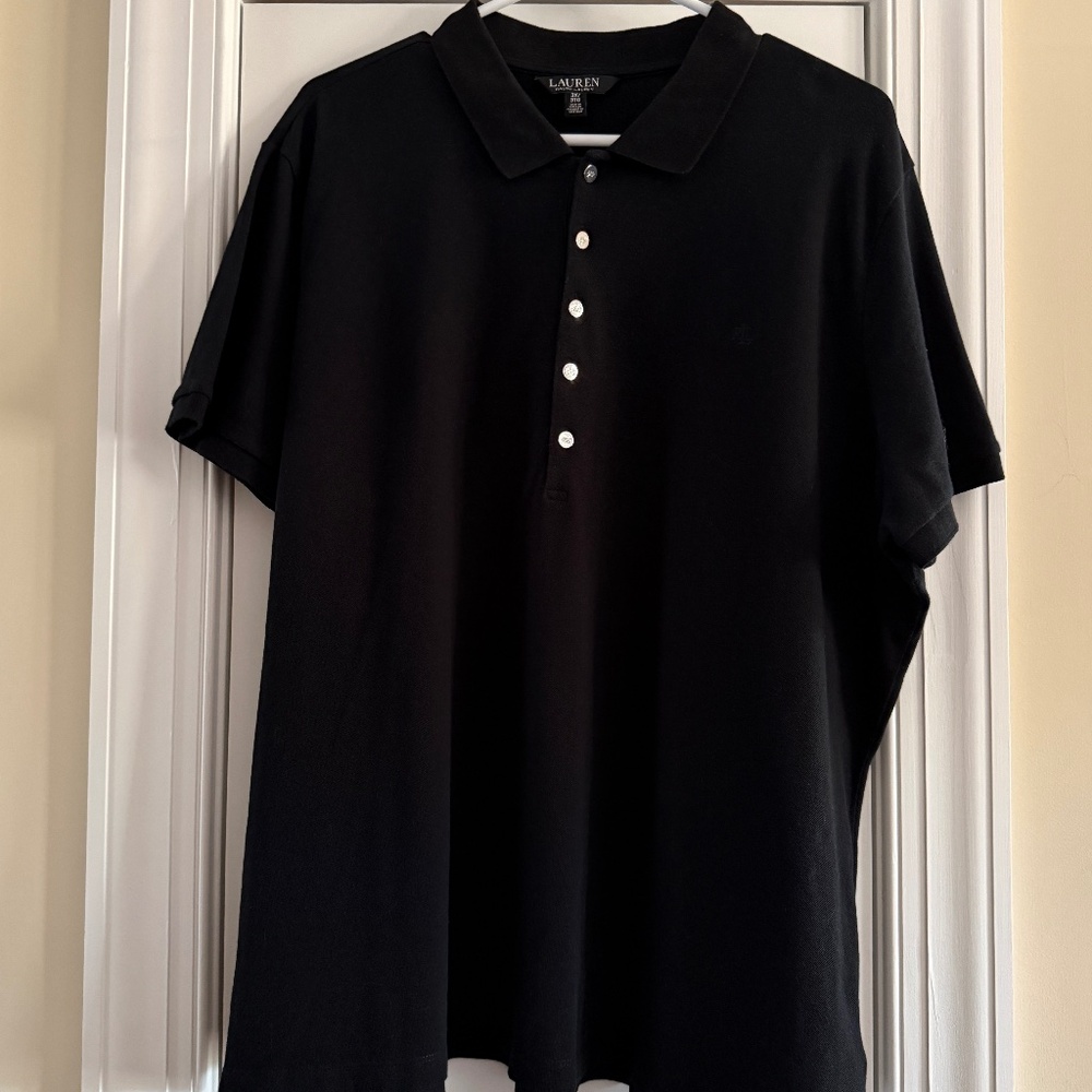 Lauren Ralph Lauren women's black pique polo shirt Size 3X